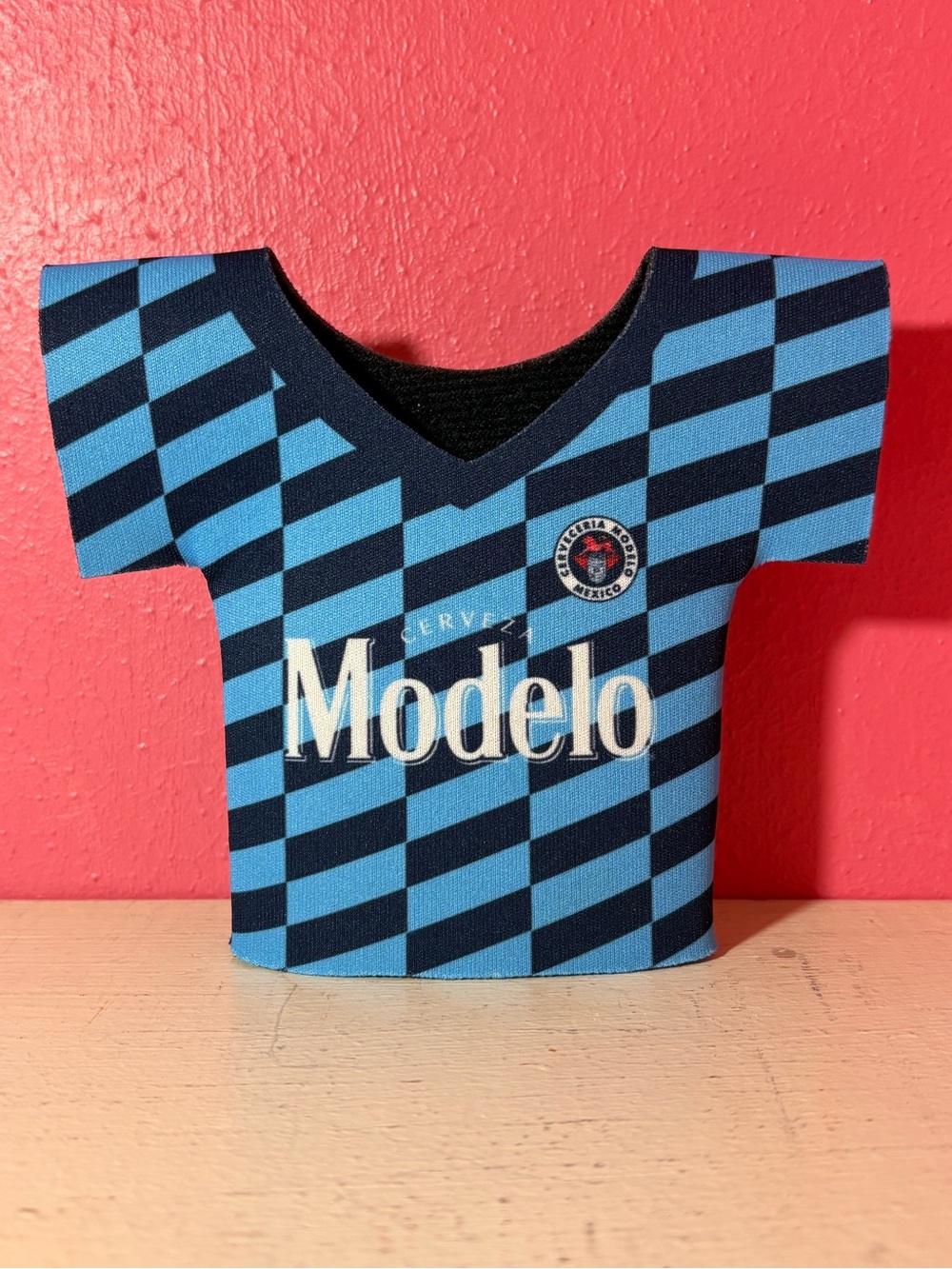 Modelo Blue Checkerboard FIFA 2026 Jersey Koozie Can Cooler 2pc Set Blue Cerveza